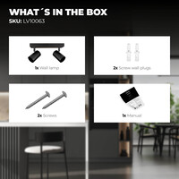 Ledvion LED Ceiling Spotlight With 2 Lights - GU10 - Dimmable - Adjustable - Black - Rectangular