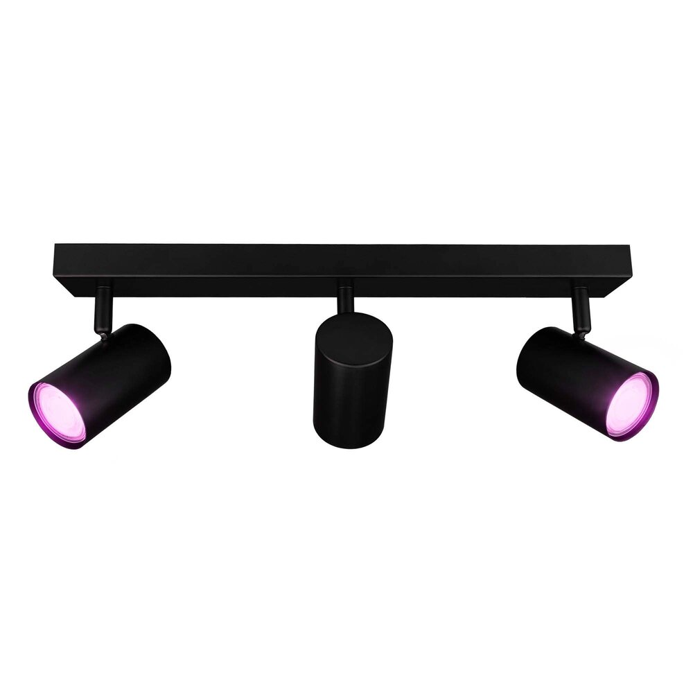 Ledvion Smart LED Ceiling Spotlight With 3 Lights - 4.9W - RGB+CCT - Dimmable - Adjustable - Black - Rectangular