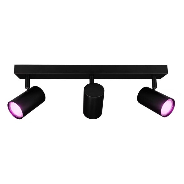 Ledvion Smart LED Ceiling Spotlight With 3 Lights - 4.9W - RGB+CCT - Dimmable - Adjustable - Black - Rectangular