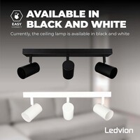 Ledvion LED Ceiling Spotlight With 3 Lights - 3W - Warm Black - Dimmable - Adjustable - Black - Rectangular