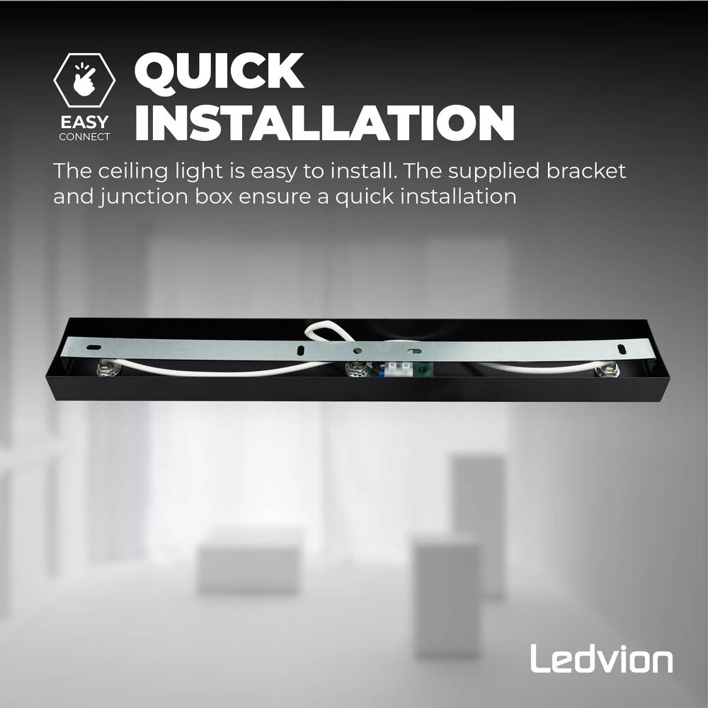 Ledvion LED Ceiling Spotlight With 3 Lights - GU10 - Dimmable - Adjustable - Black - Rectangular