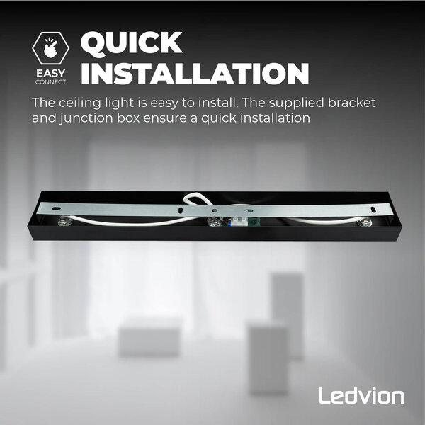 Ledvion LED Ceiling Spotlight With 3 Lights - GU10 - Dimmable - Adjustable - Black - Rectangular