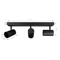 Ledvion LED Ceiling Spotlight With 3 Lights - GU10 - Dimmable - Adjustable - Black - Rectangular