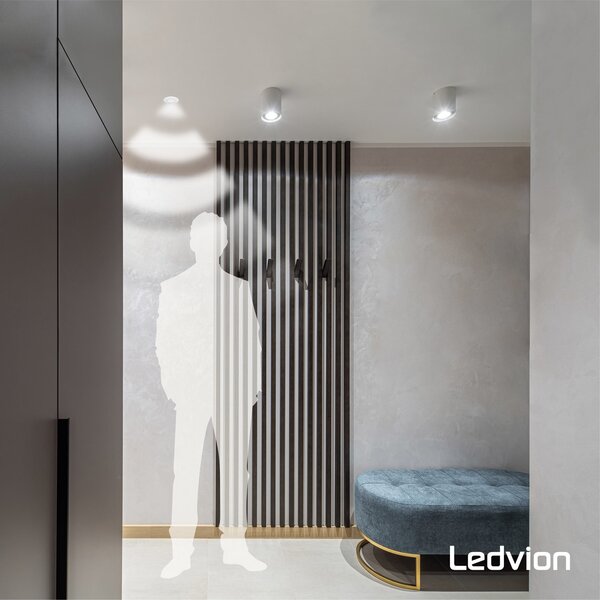 Ledvion White Built-in Motion Sensor 360° With Dusk to dawn Switch 8M Range Max. 600W IP65
