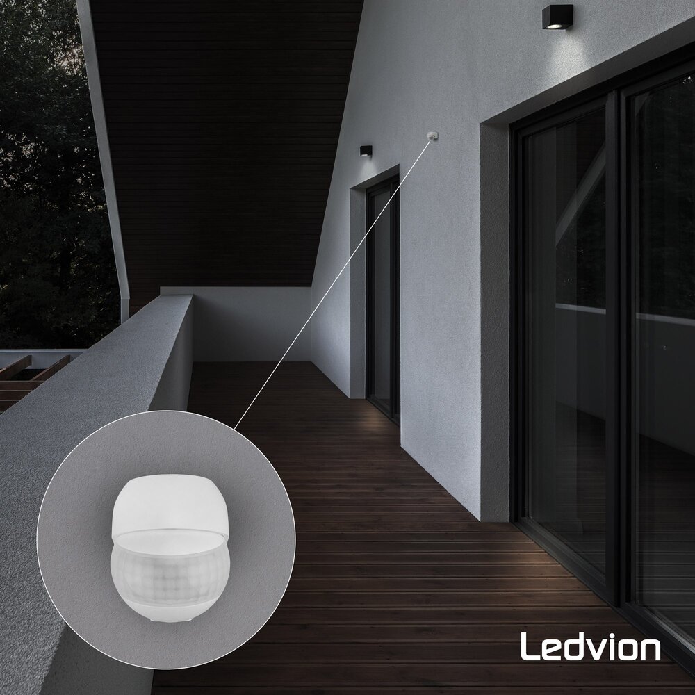 Ledvion White Surface Mounted Motion Sensor 180° With Dusk to dawn Switch 12m range