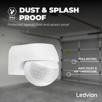 Ledvion White Surface Mounted Motion Sensor 180° With Dusk to dawn Switch 12m range