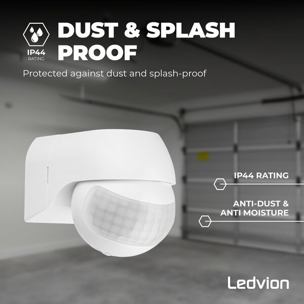 Ledvion White Surface Mounted Motion Sensor 180° With Dusk to dawn Switch 12m range