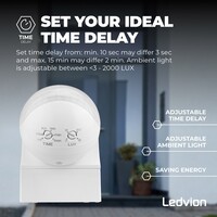 Ledvion White Surface Mounted Motion Sensor 180° With Dusk to dawn Switch 12m range