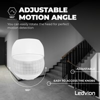 Ledvion White Surface Mounted Motion Sensor 180° With Dusk to dawn Switch 12m range