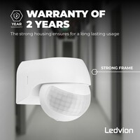 Ledvion White Surface Mounted Motion Sensor 180° With Dusk to dawn Switch 12m range