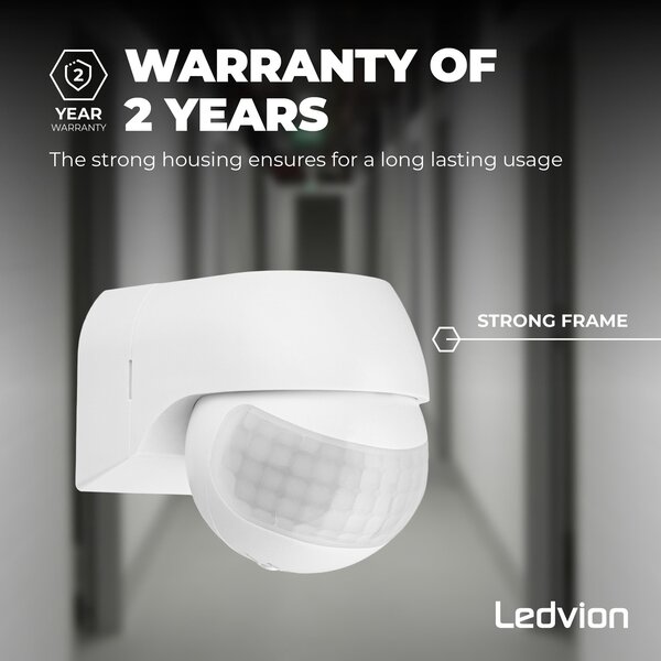 Ledvion White Surface Mounted Motion Sensor 180° With Dusk to dawn Switch 12m range