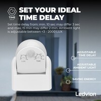 Ledvion White Surface Mounted Motion Sensor 180° With Dusk to dawn Switch 12M Range Max. 600W IP65