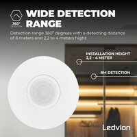 Ledvion White Surface Mounted Motion Sensor 360° With Dusk to dawn Switch 8m range