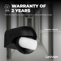 Ledvion Black Surface-mounted Motion Sensor 180° With Dusk to dawn Switch 12M Range Max. 400W