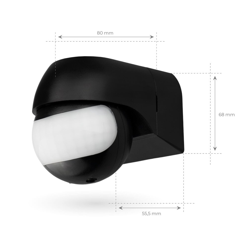 Ledvion Black Surface-mounted Motion Sensor 180° With Dusk to dawn Switch 12M Range Max. 400W