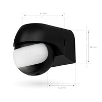 Ledvion Black Surface-mounted Motion Sensor 180° With Dusk to dawn Switch 12M Range Max. 400W