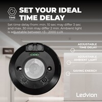 Ledvion Black Surface-mounted Motion Sensor 360° With Dusk to dawn Switch 8m range