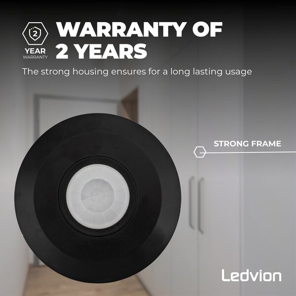 Ledvion Black Surface-mounted Motion Sensor 360° With Dusk to dawn Switch 8m range
