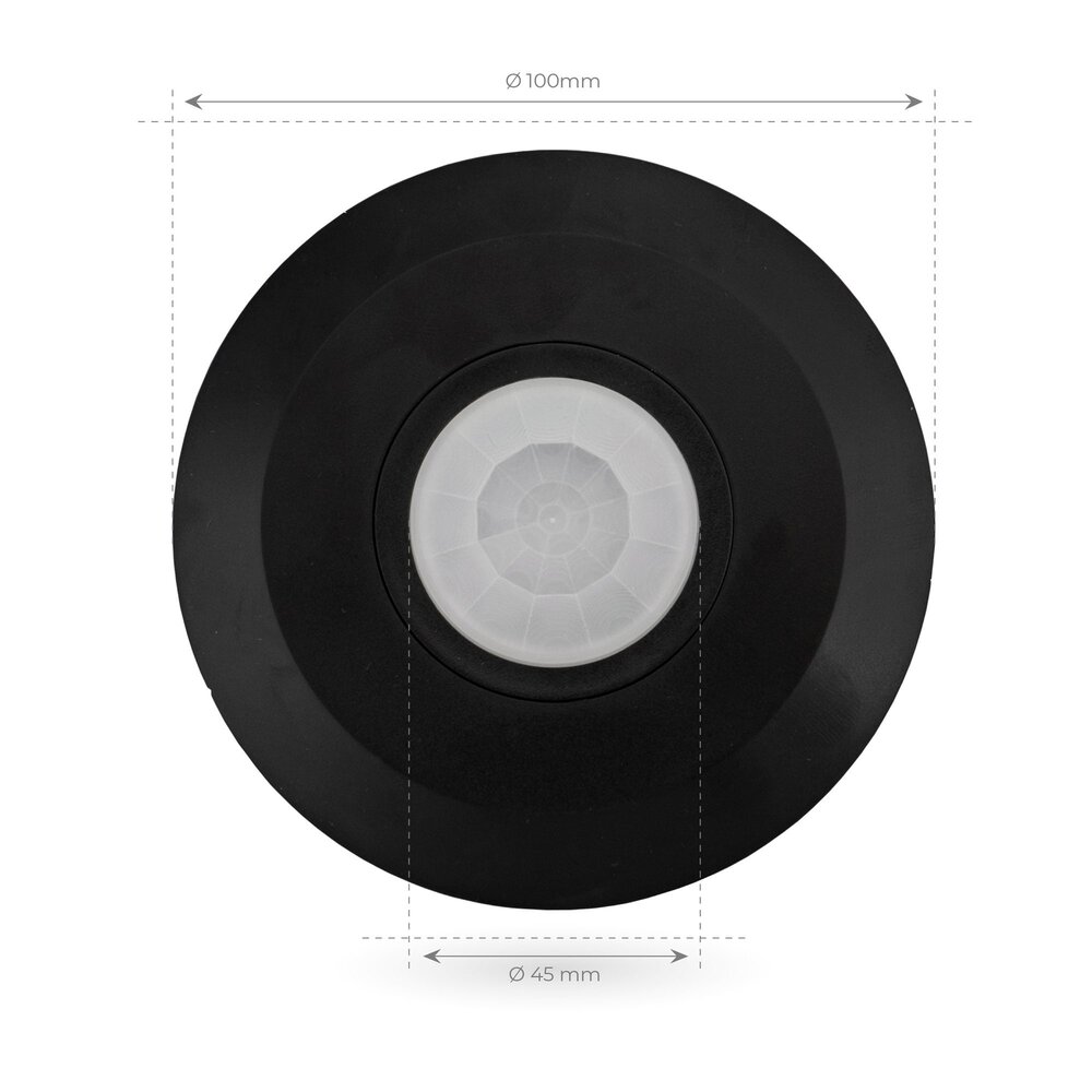 Ledvion Black Surface-mounted Motion Sensor 360° With Dusk to dawn Switch 8m range