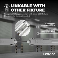 Ledvion 4ft LED Batten - 12W - 6500K - Daylight - T8 Fixture - IP65 - Linkable - Single - Non Corrosive