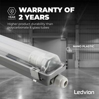 Ledvion 4ft LED Batten - 12W - 6500K - Daylight - T8 Fixture - IP65 - Linkable - Single - Non Corrosive
