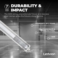Ledvion 4ft LED Batten - T8 Fixture - IP65 - Linkable - Single - Non Corrosive - Suitable for 1x LED Tube