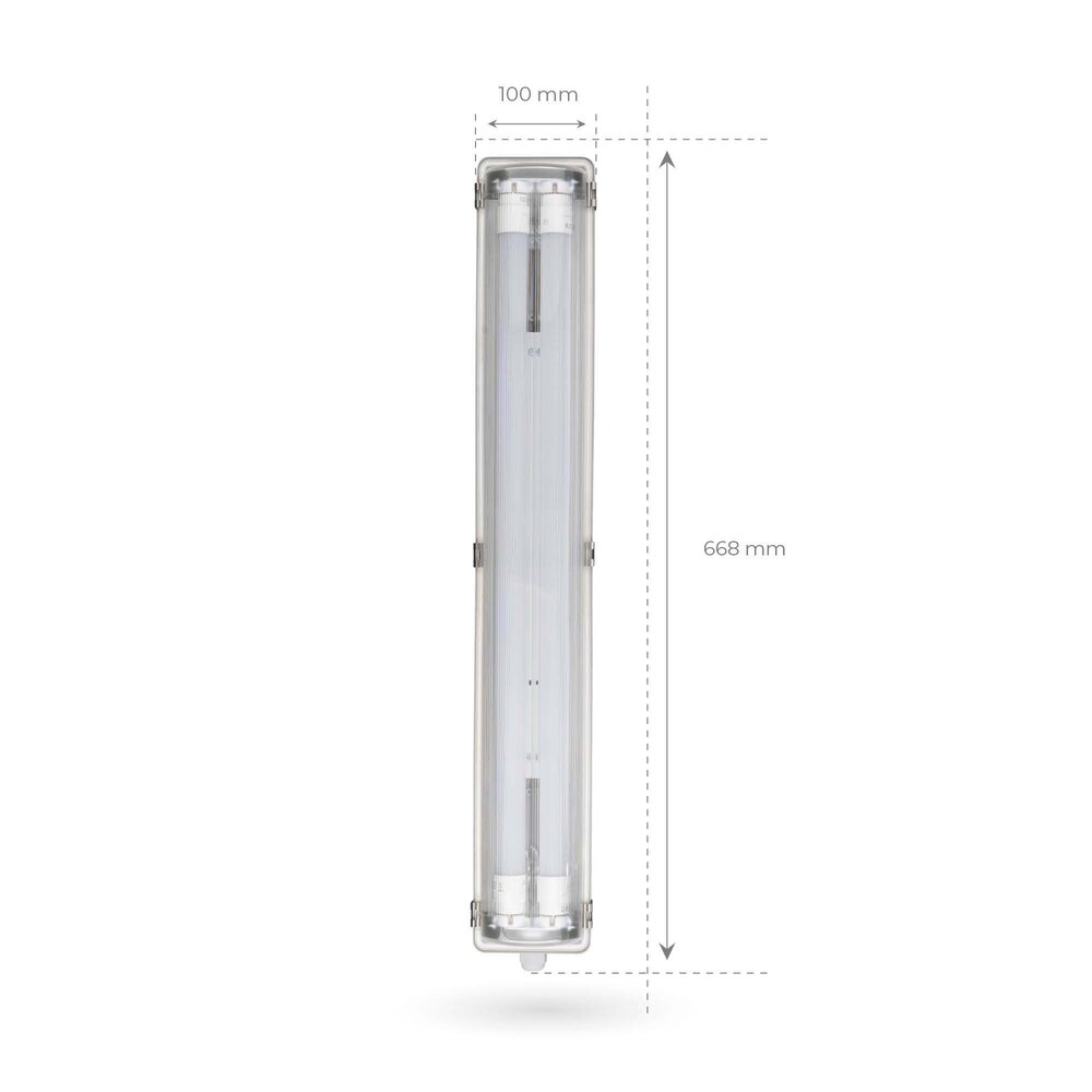 Ledvion 2ft LED Batten - 2x 7W - 6500K - Daylight - T8 Fixture - IP65 - Linkable - Twin - Non Corrosive