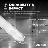 Ledvion 2ft LED Batten - T8 Fixture - IP65 - Linkable - Twin - Non Corrosive - Suitable for 2x LED Tube