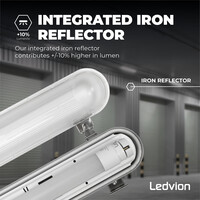 Ledvion 4ft LED Batten with PIR Sensor - 18W - 6500K - Daylight - T8 Fixture - IP65 - Single - Non Corrosive