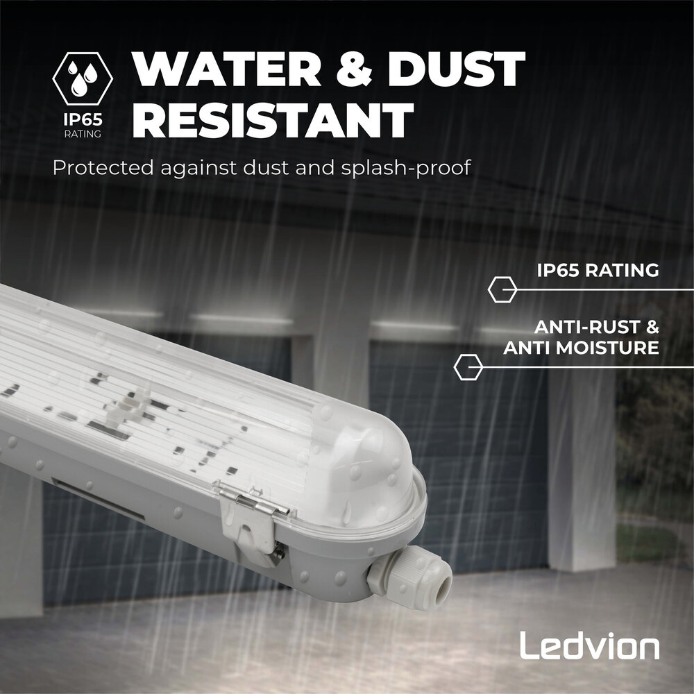 Ledvion 4ft LED Batten with PIR Sensor - T8 Fixture - IP65 - Single - Non Corrosive - Suitable for 1x LED Tube