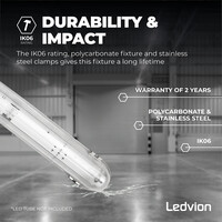 Ledvion 4ft LED Batten with PIR Sensor - T8 Fixture - IP65 - Single - Non Corrosive - Suitable for 1x LED Tube