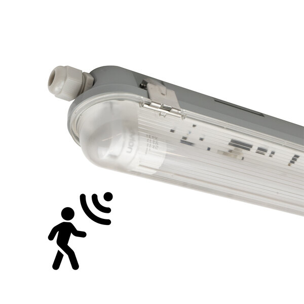 Ledvion 2ft LED Batten with PIR Sensor - 6.3W - 4000K - Cool White - T8 Fixture - IP65 - Single - Non Corrosive
