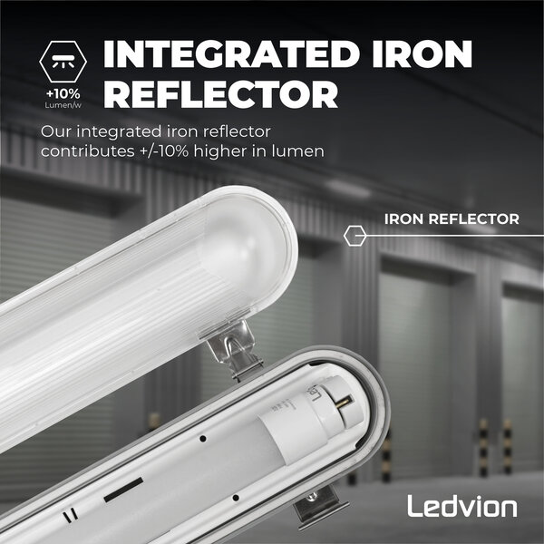 Ledvion 2ft LED Batten with PIR Sensor - 6.3W - 4000K - Cool White - T8 Fixture - IP65 - Single - Non Corrosive