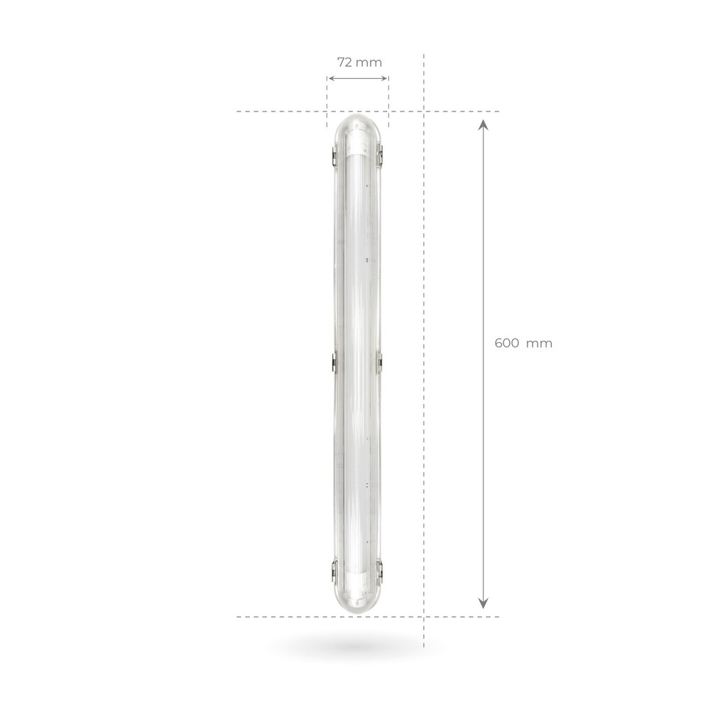 Ledvion 2ft LED Batten with PIR Sensor - 6.3W - 4000K - Cool White - T8 Fixture - IP65 - Single - Non Corrosive