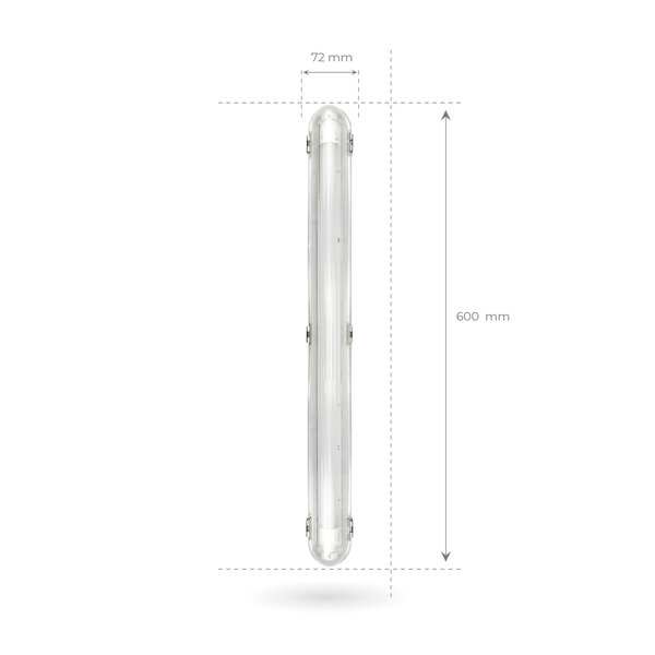 Ledvion 2ft LED Batten with PIR Sensor - 6.3W - 4000K - Cool White - T8 Fixture - IP65 - Single - Non Corrosive
