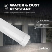 Ledvion 3x 5ft LED Batten - Samsung LED - IP65 - 48W - 6720lm - 4000K - Cool White - Twin - Linkable - 5 Year Warranty