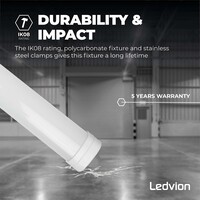 Ledvion 6x 5ft LED Batten - Samsung LED - IP65 - 48W - 6720lm - 4000K - Cool White - Twin - Linkable - 5 Year Warranty
