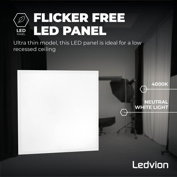 Ledvion 6x LED Panel 60x60 - UGR <19 - 24W - 210 Lm/W - 4000K - 5 Year Warranty - Energy Class A