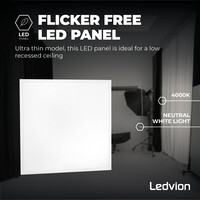 Ledvion 6x LED Panel 60x60 - UGR <19 - 24W - 210 Lm/W - 6500K - 5 Year Warranty - Energy Class A
