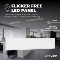 Ledvion 6x Lumileds LED Panel 30x120 - 36W - 4000K - 125 lm/W - UGR <22 - 5 Years Warranty