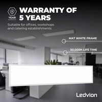 Ledvion 6x Lumileds LED Panel 30x120 - 36W - 4000K - 125 lm/W - UGR <22 - 5 Years Warranty