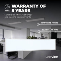 Ledvion 6x Lumileds LED Panel 30x120 - 36W - 6500K - 125 lm/W - UGR <22 - 5 Years Warranty