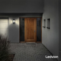 Ledvion LED Outdoor Wall Light with PIR Sensor - E27 - Waterproof - Black - Lantern - Vintage - Dimmable