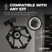 Ledvion LED Outdoor Wall Light with PIR Sensor - E27 - Waterproof - Black - Lantern - Vintage - Dimmable