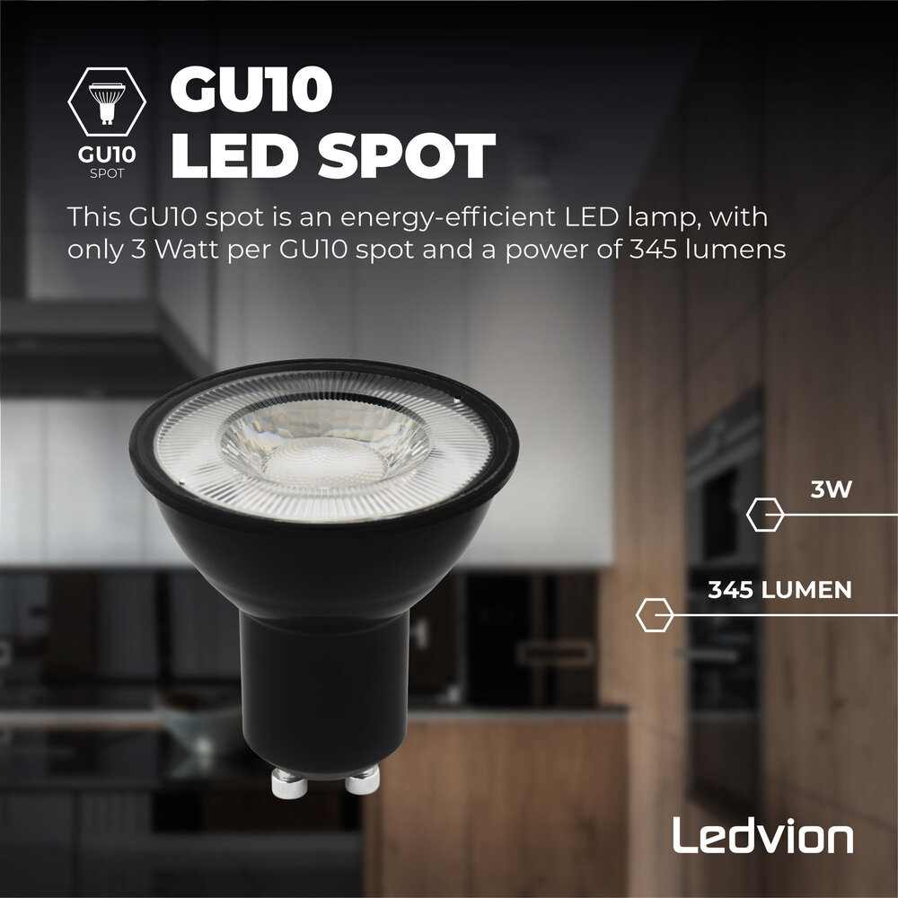Ledvion Dimmable GU10 LED Bulb - 3W - 2700K - Warm White - 345 Lumen