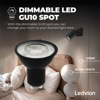 Ledvion Dimmable GU10 LED Bulb - 3W - 2700K - Warm White - 345 Lumen