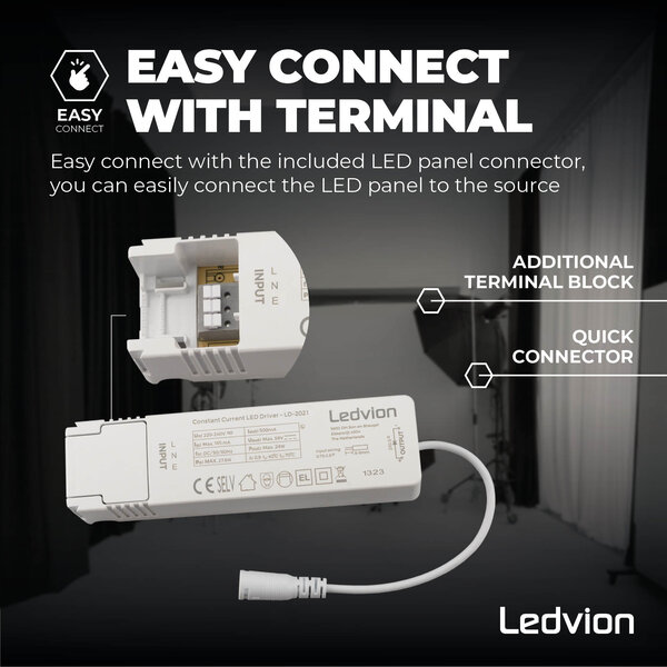 Ledvion LED Panel 60x60 - UGR <19 - 24W - 210 Lm/W - 4000K - 5 Year Warranty - Energy Class A