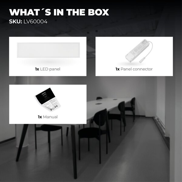 Ledvion Lumileds LED Panel 30x120 - 36W - 3000K - 117 lm/W - UGR <22 - 5 Year Warranty