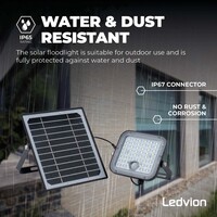 Ledvion LED Solar Floodlight with Sensor - IP65 - Waterproof - 4000K - Cool White - 3600 mAh - Security Lights - Solar Powered