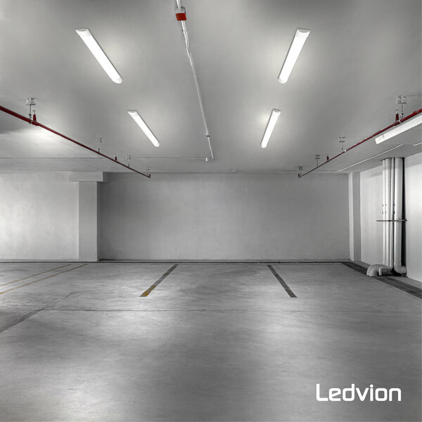 Ledvion 2x 4ft LED Batten - Samsung LED - 30W - 4200lm - 6500K - Daylight - Twin - Slimline - 5 Year Warranty